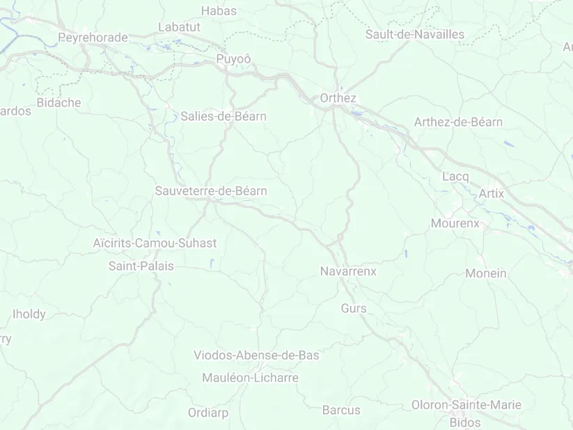 Carte de la zone d'intervention — Soule, Basse-Navarre, Béarn